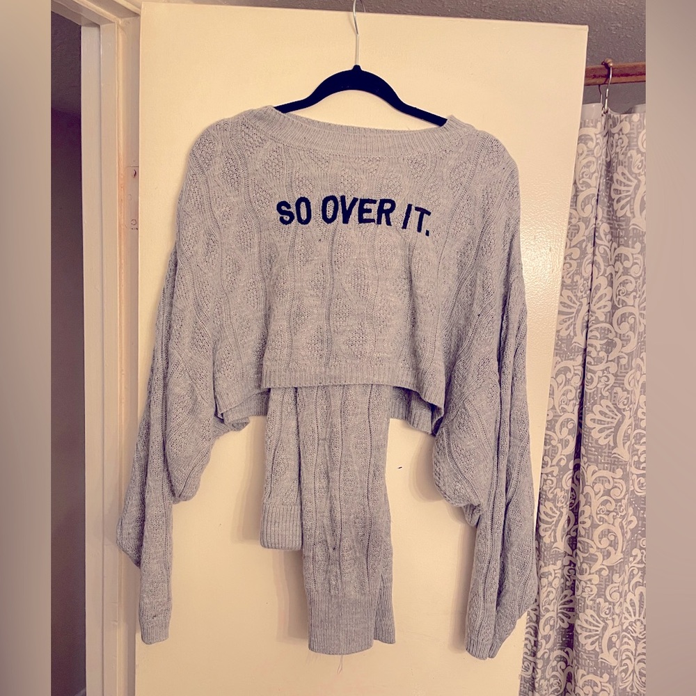 Cable knit sweater set ,Heather gray, size Medium